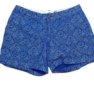 Old Navy Short Chino Mid Rise Coral Print‎ Blue Size 0 Beachy Coastal Summer